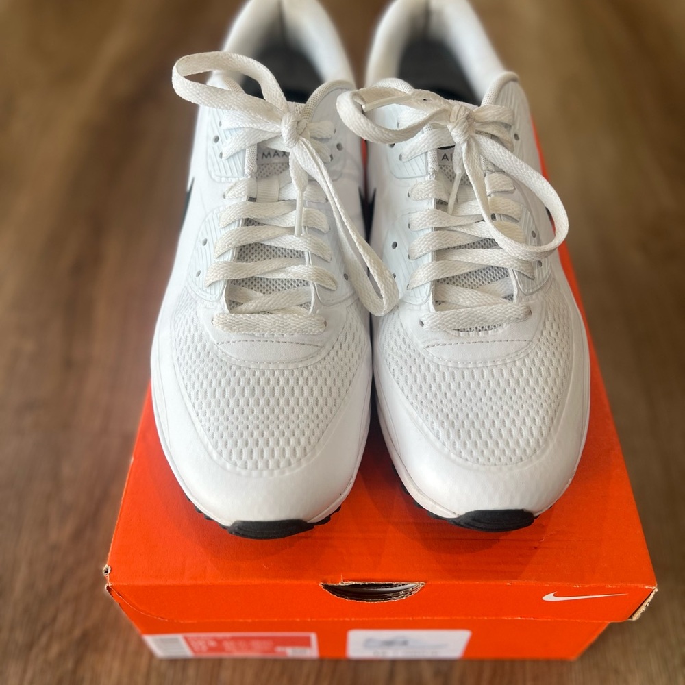 Nike Air Max 90 Golf Shoes, Men’s SZ. 10.5 White/Black w/ Org. Box